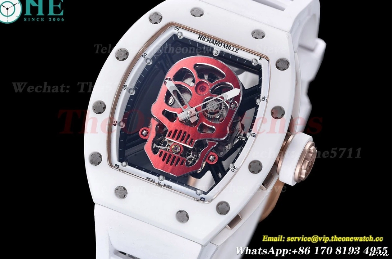 Strap Real YSF RM52-01 On Rubber White Cer RU Tourbillon 0217